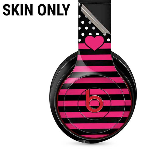 Polka Dots and Stripes Heart in Pink Beats Solo 3 Wireless Skin